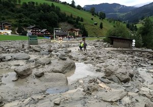 V Rakousku řádily lijáky. Oblast Grossarltalu postihly i kroupy, sesuvy půdy a laviny bahna
