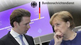 Rakouský kancléř Kurz a německá kancléřka Merkelová mají problém: Německá tajná služba špiclovala v Rakousku.