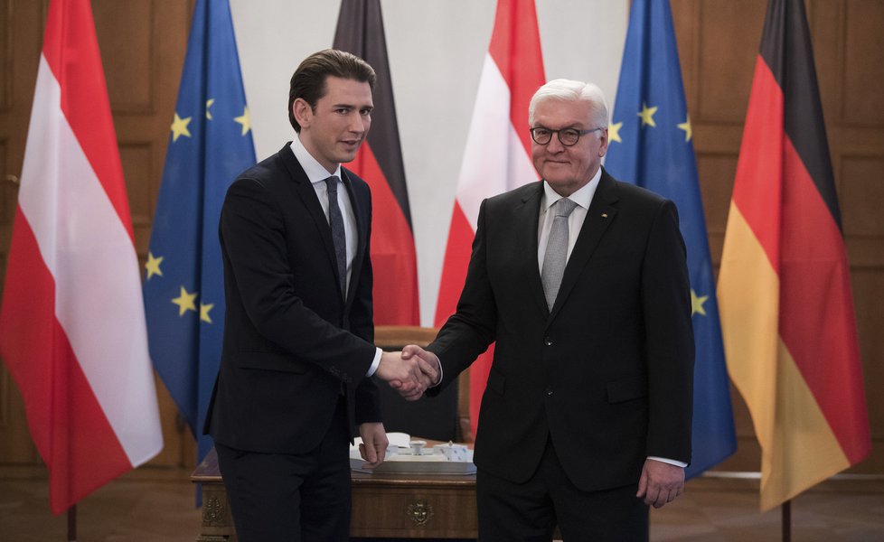 Rakouský kancléř Sebastian Kurz s německým prezidentem Frankem-Walterem Steinmeierem.