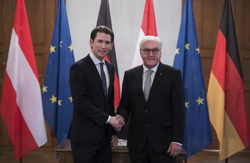 Rakouský kancléř Sebastian Kurz s německým prezidentem Frankem-Walterem Steinmeierem