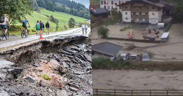 Laviny bahna se valily ulicemi. Bouře a lijáky zasáhly oblíbené rakouské cíle 