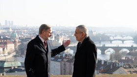 Rakouský prezident Van der Bellen v Praze: S premiérem Petrem Fialou (ODS)