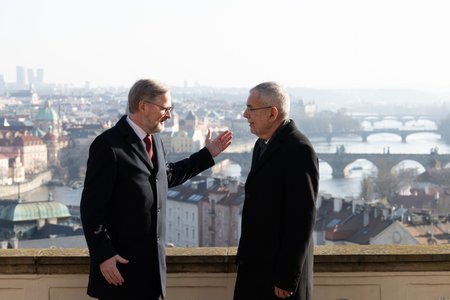 Rakouský prezident Van der Bellen v Praze: S premiérem Petrem Fialou (ODS)