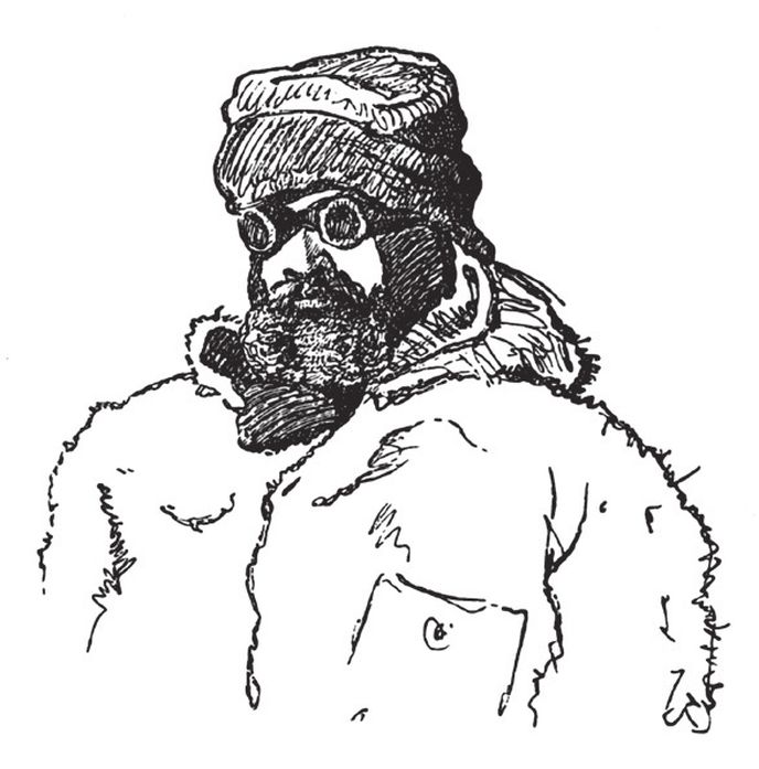 Ota Kříž na kresbě Julia Payera pořízené během expedice.
