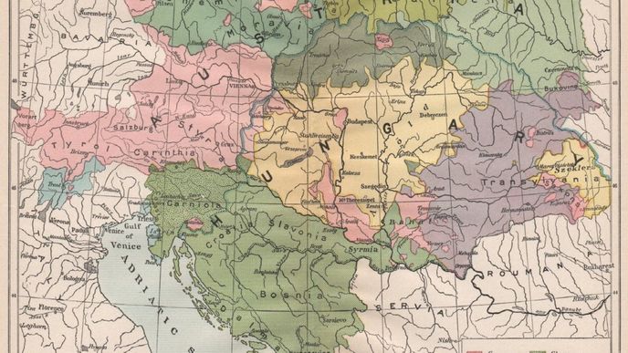 Mapa Rakousko-uherské říše z roku 1917.