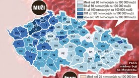 Největší zabiják: Nádory průdušek, průdušnice a plic. Zdroj: Ústav zdravotnických informací a statistiky, data za rok 2015. Jde o nejnovější statistiku vydanou letos v říjnu. Zpracování je náročné, proto je prezentována vždy se zpožděním.