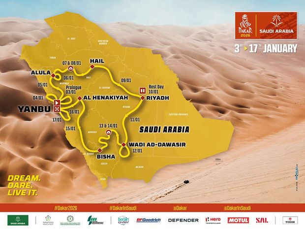 Mapa a trasa Rallye Dakar 2026 Mapa a trasa Rallye Dakar 2026