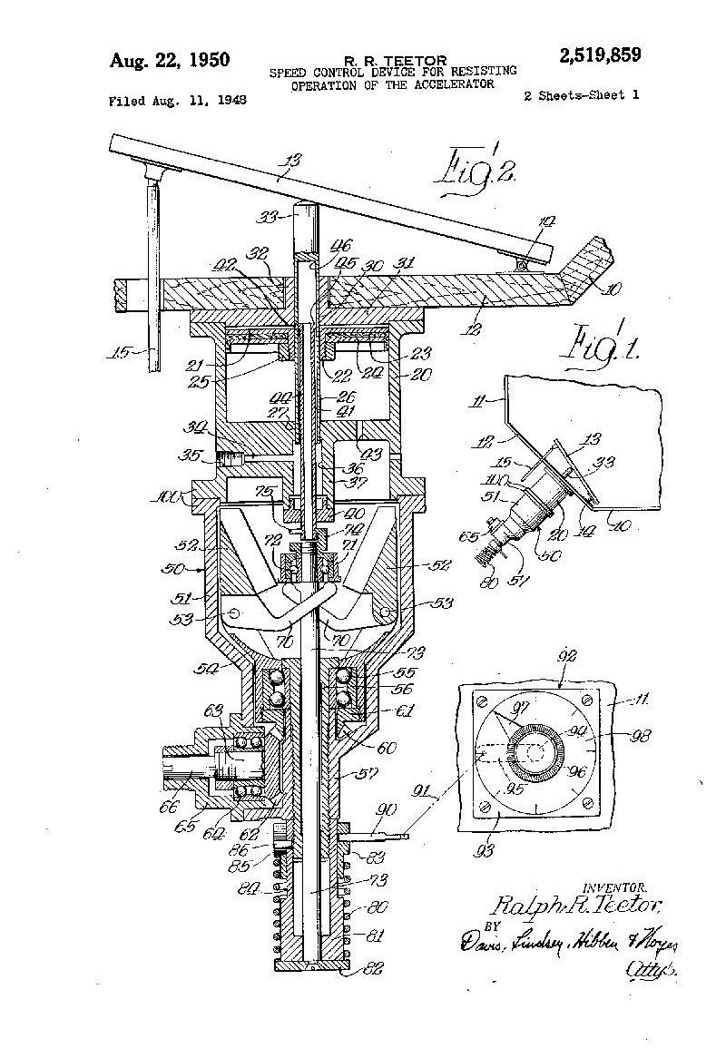 Patent na zařízení pro kontrolu rychlosti (1950)