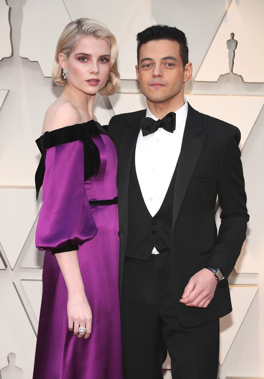 Oscarový vítěz Rami Malek s hereckou kolegyní a partnerkou Lucy Boyntonovou.