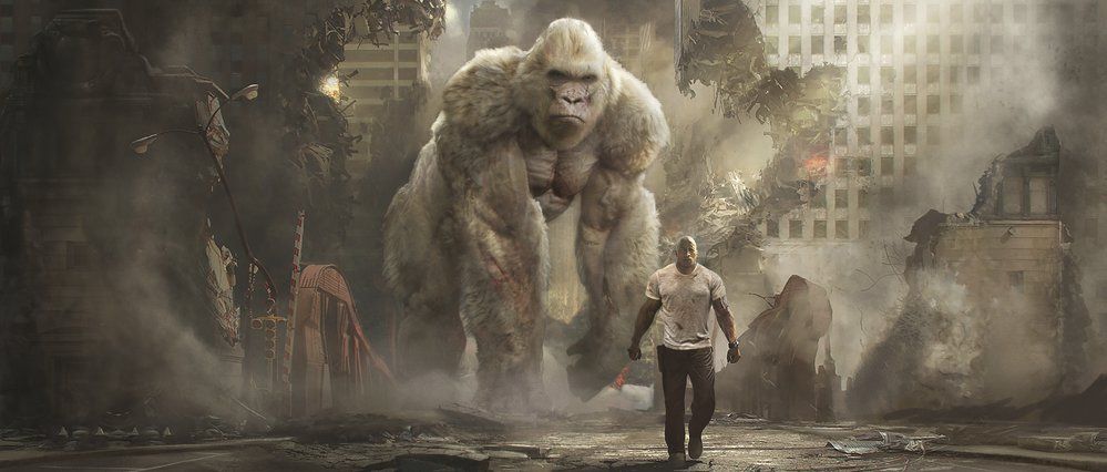 Rampage: Ničitelé s Dwaynem Johnsonem a třemi nestvůrami je ryzí akce ve stylu Godzilly