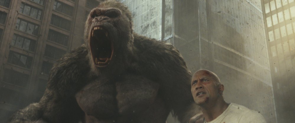 Rampage: Ničitelé s Dwaynem Johnsonem a třemi nestvůrami je ryzí akce ve stylu Godzilly