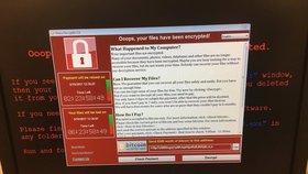 Fotografie počítače napadaného ransomware