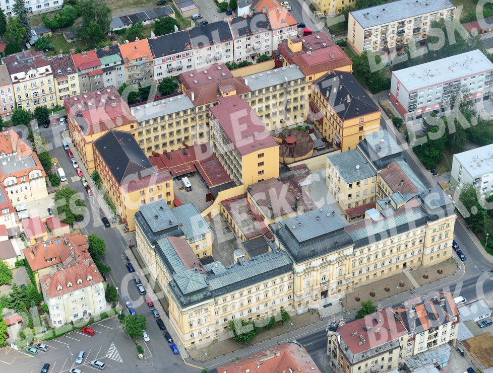 Letecký pohled na Litoměřickou věznici