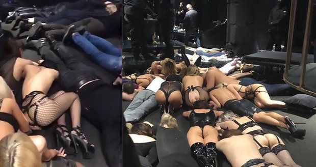 Policie vtrhla do sado-maso sex klubu. Prý byl ilegální. Dámy ve spodním prádle ležely obličeji k zemi