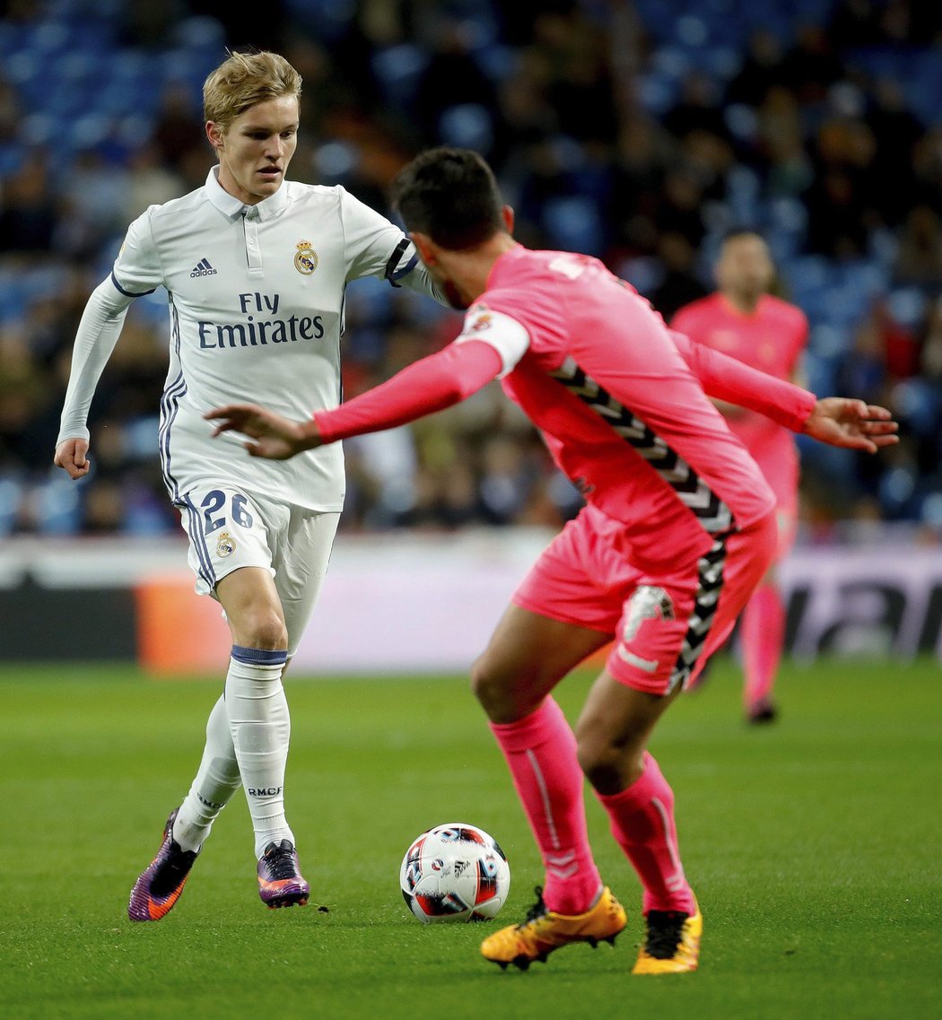 Záložník Realu Madrid Martin Ödegaard v utkání Copa del Rey proti Leonese