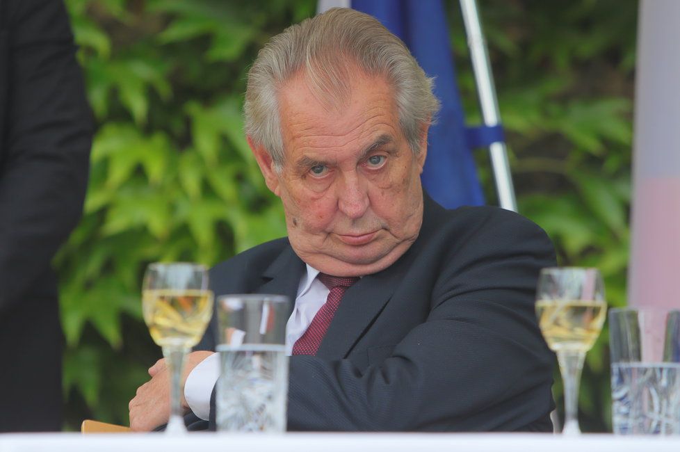 Slavnostní recepce na francouzské ambasádě se zúčastnil i prezident Miloš Zeman. (11.7.2019)