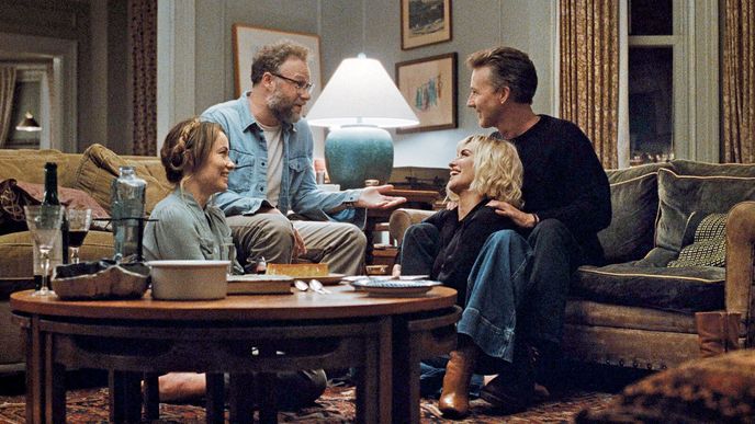 Angela (Olivia Wildeová), Joe (Seth Rogen), Piña (Penélope Cruzová) a Hawk (Edward Norton) ve chvíli, kdy jsou ještě všichni v pohodě Angela (Olivia Wildeová), Joe (Seth Rogen), Piña (Penélope Cruzová) a Hawk (Edward Norton) ve chvíli, kdy jsou ještě všichni v pohodě