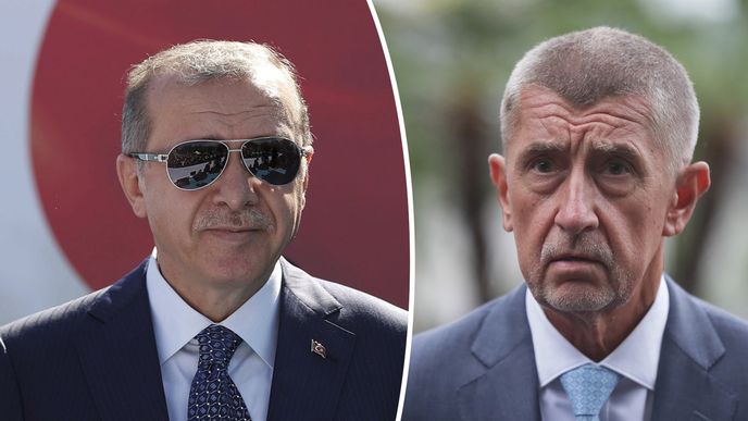 Turecký prezident Recep Tayyip Erdoğan a Andrej Babiš