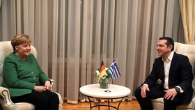 Angela Merkelová a  řecký premiér Alexis Tsipras na jednání o migrantech v Athénách (11. 1. 2019)