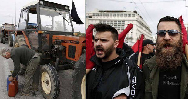 Traktor přes cestu, tisíce naštvaných farmářů: Řeckem zmítají další protesty