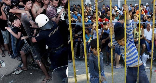 2000 uprchlíků zavřeli po zásahu na Kosu na fotbalový stadion. Šoupli tam i matky s dětmi, stěžují si 