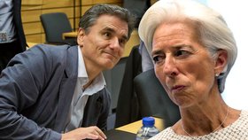 Řecký ministr financí Tsakalotos a šéfka MMF Lagardeová.