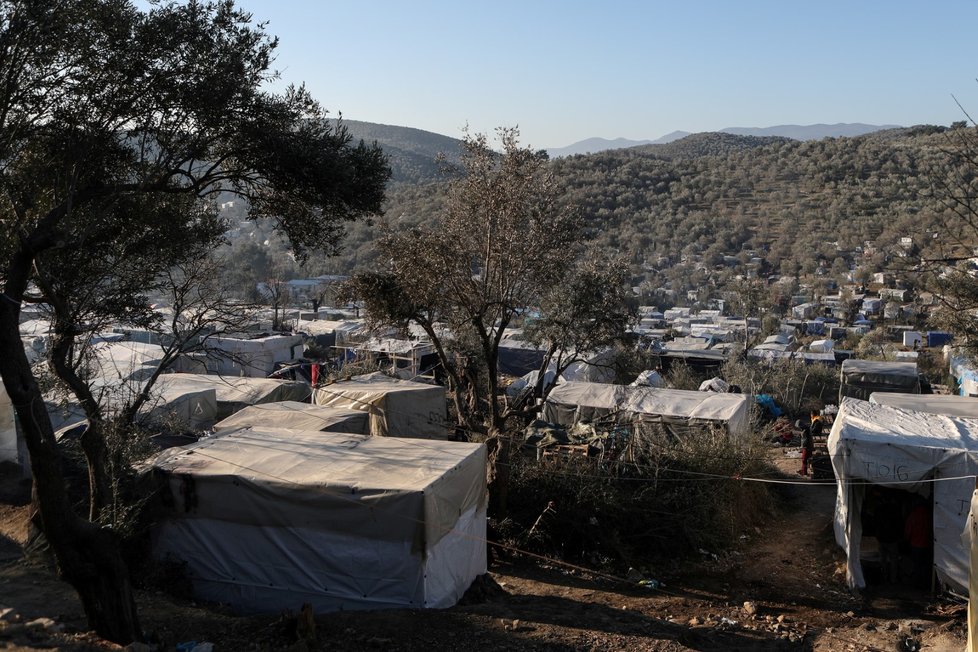 Uprchlický tábor Moria na ostrově Lesbos.