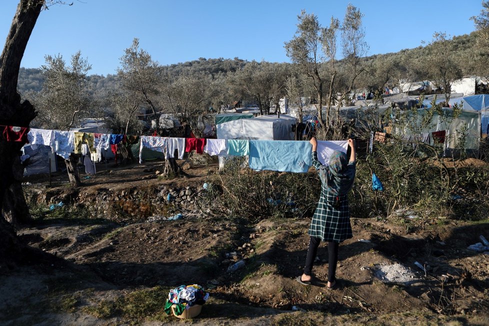 Uprchlický tábor Moria na ostrově Lesbos.