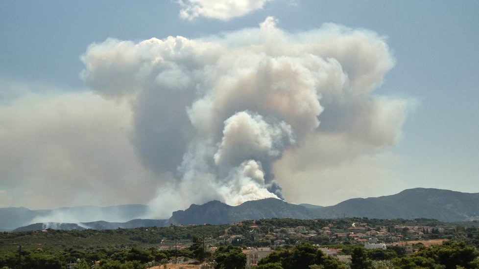 Lesní požáry v Řecku, (23.07.2020).