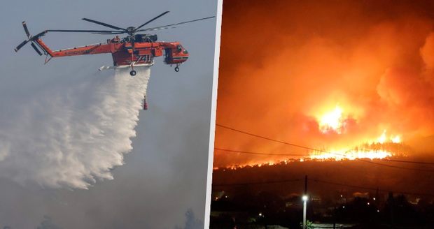 Požáry v Řecku: Oheň se blíží k Aténám, v lese uhořelo 18 migrantů. Pomohou i čeští hasiči