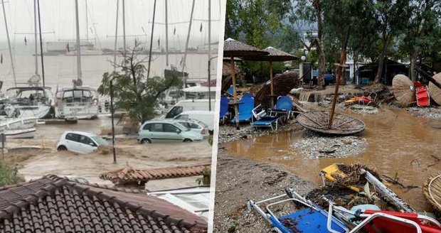 Zničené pláže i kempy, 14 mrtvých a pohřešovaní novomanželé. Extrémní lijáky bičují Řecko i Bulharsko