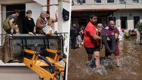 Děsivé záplavy v Řecku: 6 obětí, lidé nocovali na střechách domů. Celé vesnice jsou pod vodou