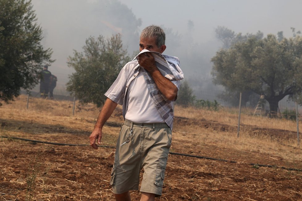 Řeckým hasičům se stále nepodařilo dostat pod kontrolu lesní požár v centrální části ostrova Euboia, kvůli kterému museli být evakuováni obyvatelé čtyř vesnic a také jeden klášter (14. 8. 2019)