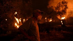 Ničivé lesní požáry na ostrově Euboia (8. 8. 2021)
