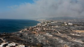 Spálená země po požárech na ostrově Rhodos (24.7.2023)