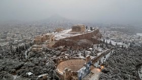 Sníh v Řecku (6.2.2023)