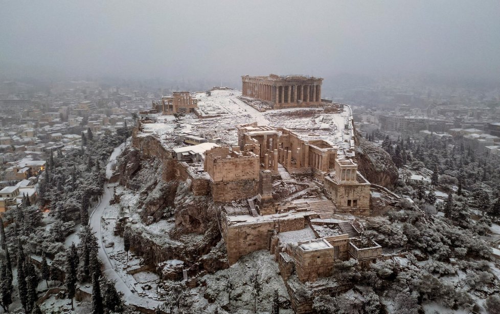 Sníh v Řecku (6.2.2023)