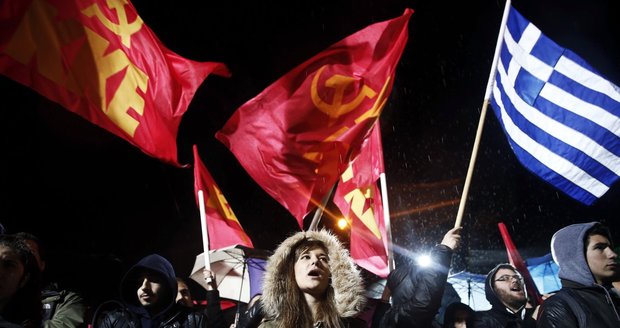 Příznivci řeckých komunistů: Protest proti postupům současné řecké vlády