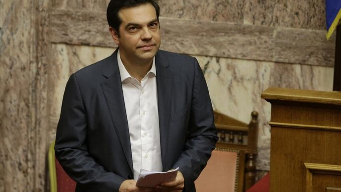 Řecký premiér Alexis Tsipras v parlamentu.