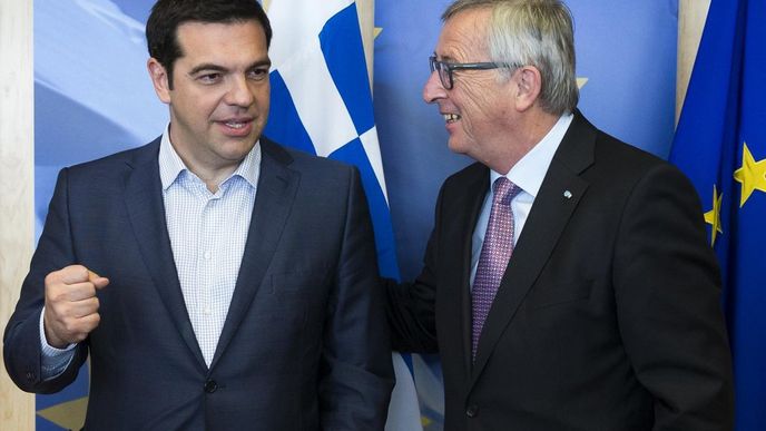 řecký premiér alexis Tsipras (vlevo) a předseda Evropské komise Jean-Claude Juncker.