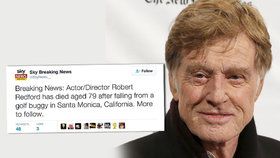 Obětí krutého žertu se o silvestrovské noci stal Robert Redford. Na Twitteru se totiž objevila zpráva, že se stal obětí nehody na golfu v kalifornské Santa Monice a zemřel.