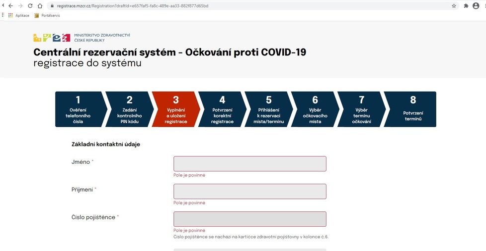 Náhled kroků registrace k očkování proti covidu-19