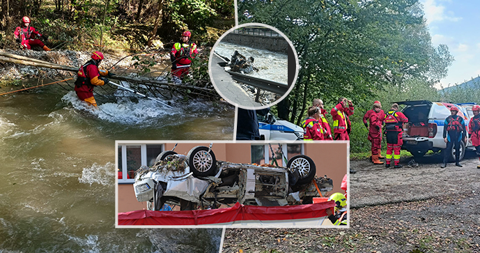 Policie na Jesenicku stále pátrá po třech pohřešovaných z auta, které strhla rozvodněná řeka Staříč.