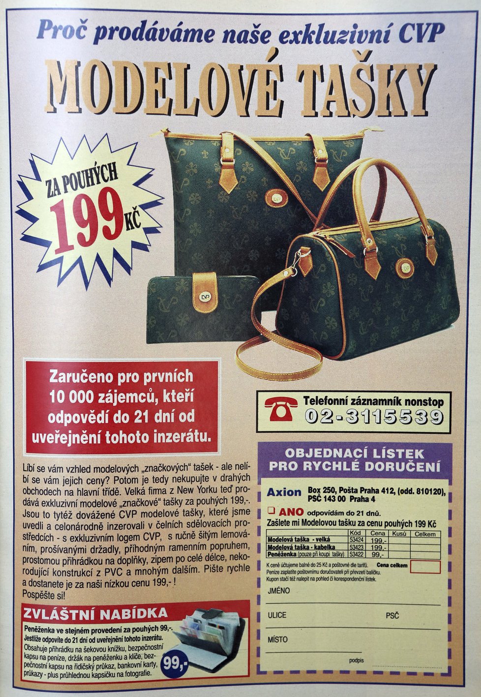Jen za necelých 200 Kčs jste mohli mít luxusní tašky!
