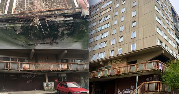 Panelový dům na Žižkově je v dezolátním stavu