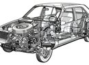 Renault 14 měl motor uložený vpředu napříč a převodovku se společnou skříní za motorem.