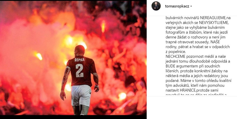 Elaborát Tomáše Řepky na instagramu