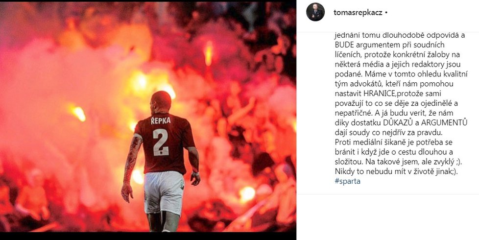 Elaborát Tomáše Řepky na instagramu