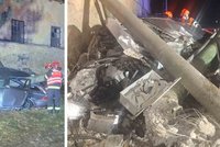 Šílená nehoda na Znojemsku: Mladík v BMW vyrval nárazem dva betonové sloupy! Zemřel