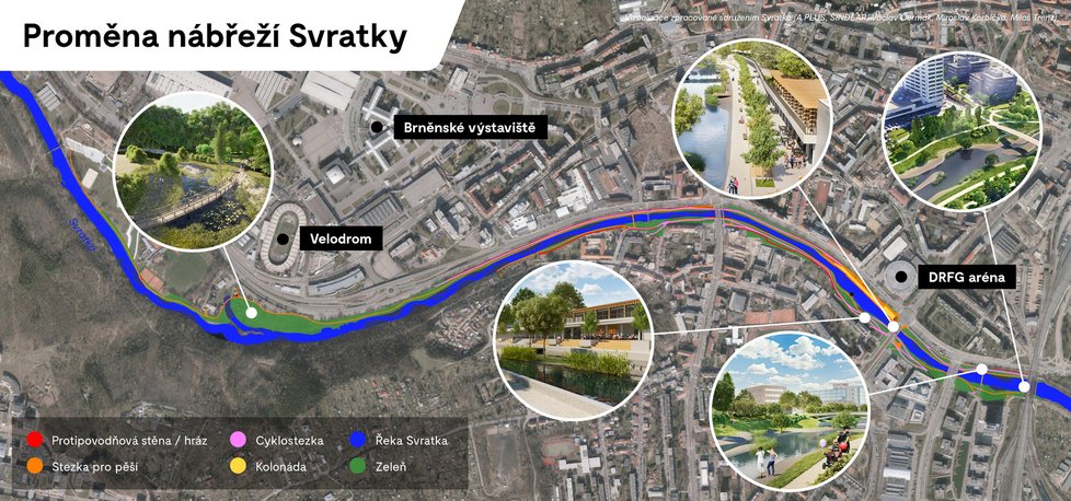 Nábřeží Svratky mezi Riviérou a Uhelnou se má do roku 2023 výrazně proměnit.